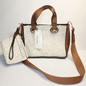 Calvin Klein White and Brown Women's Bag Set